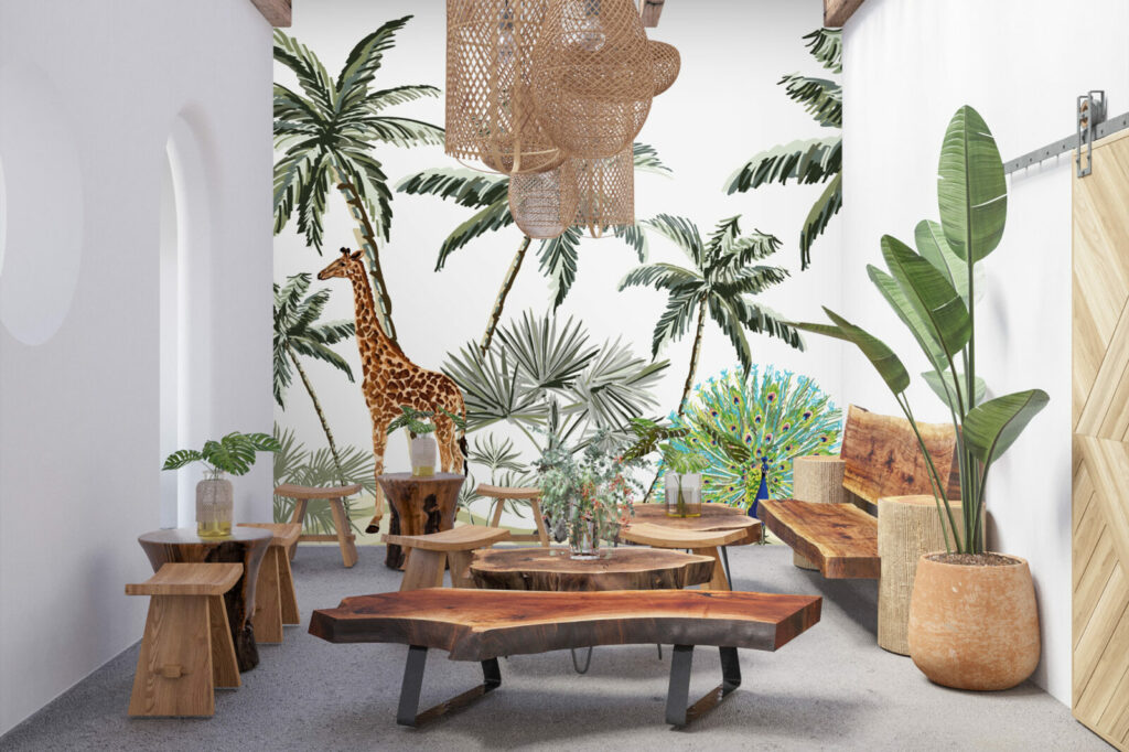 tapisserie repositionnable safari jungle tendance pas cher terrasse restaurant