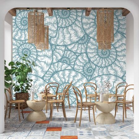 vinyle mural pas cher audacieux escargot restaurant - bleu