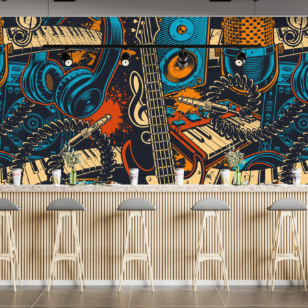 Tapisserie motif musique moderne personnalisable livraison gratuite bar