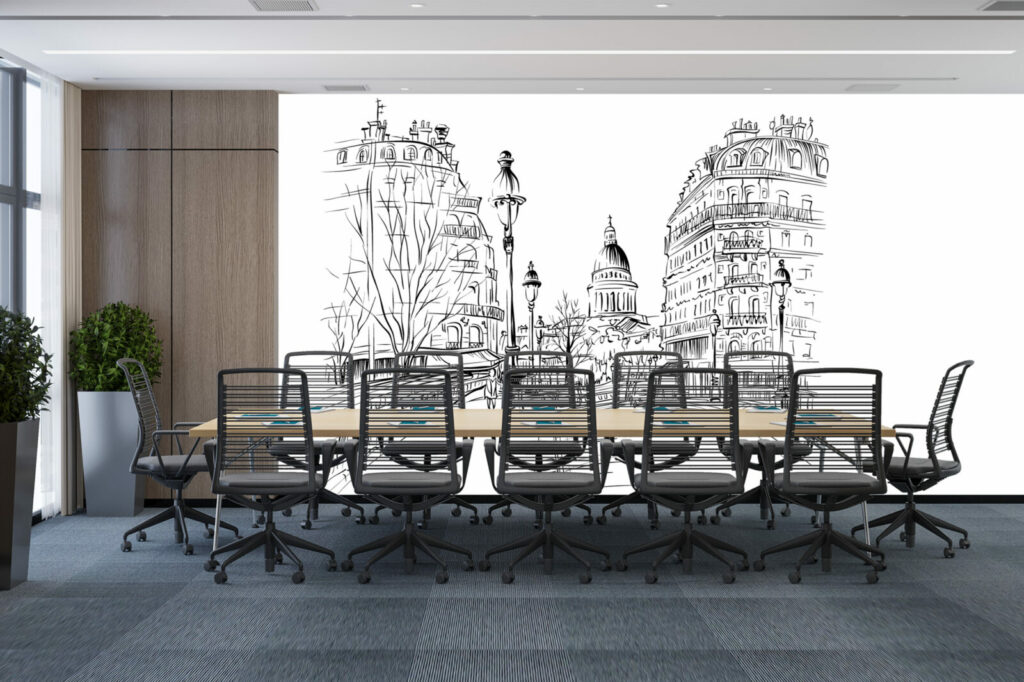 Flânez dans les rues de la capital avec notre collection murale sur Paris salle de conférence