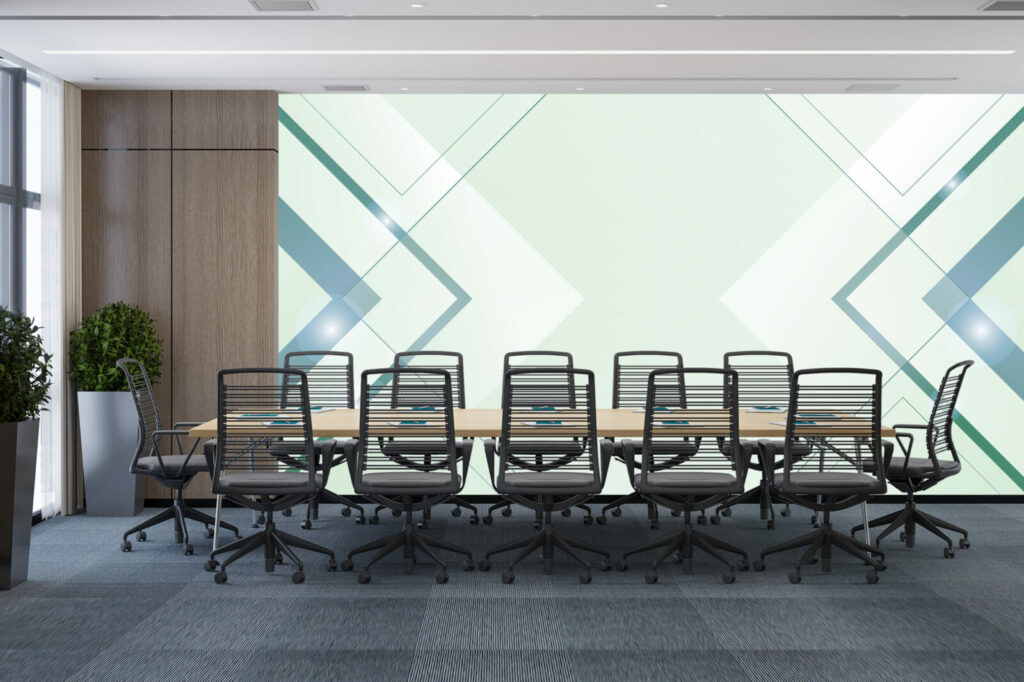 collection papier peint panoramique abstrait personnalisé salle de réunion - vert