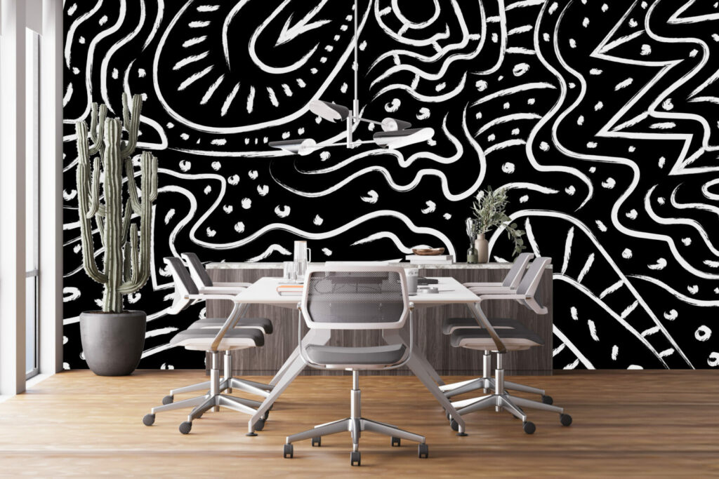 décors muraux style ethnique abstrait moins cher bureau noir