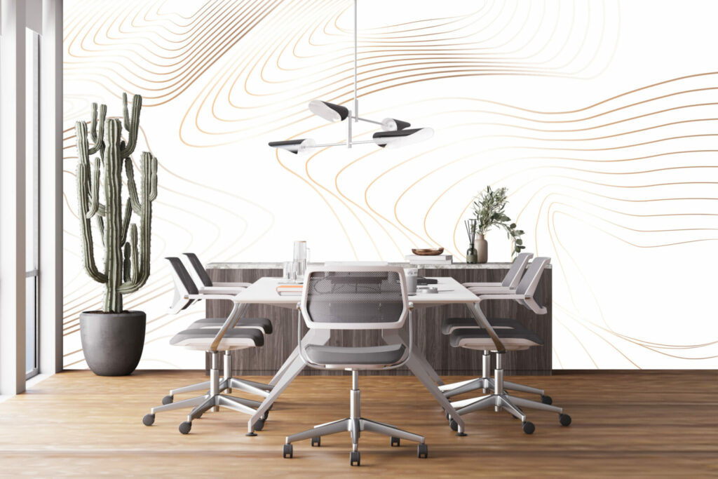 tapisserie intissé tendance minimaliste de ligne et ondulation pas cher open space