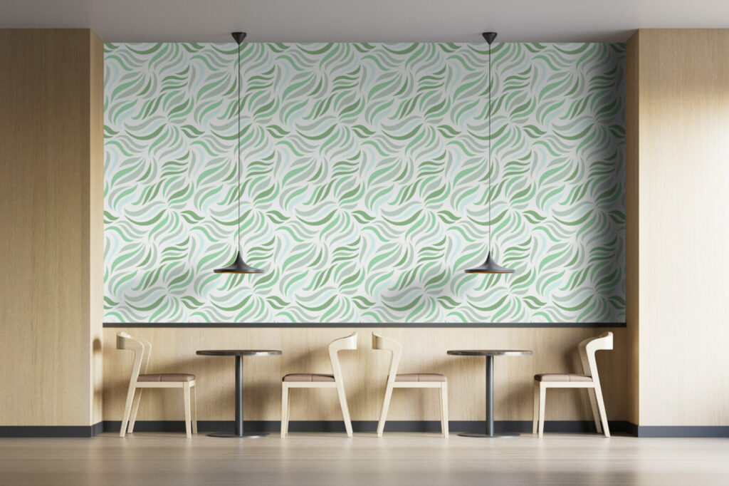 acheter une tapisserie pas cher motif floral abstrait restaurant - vert