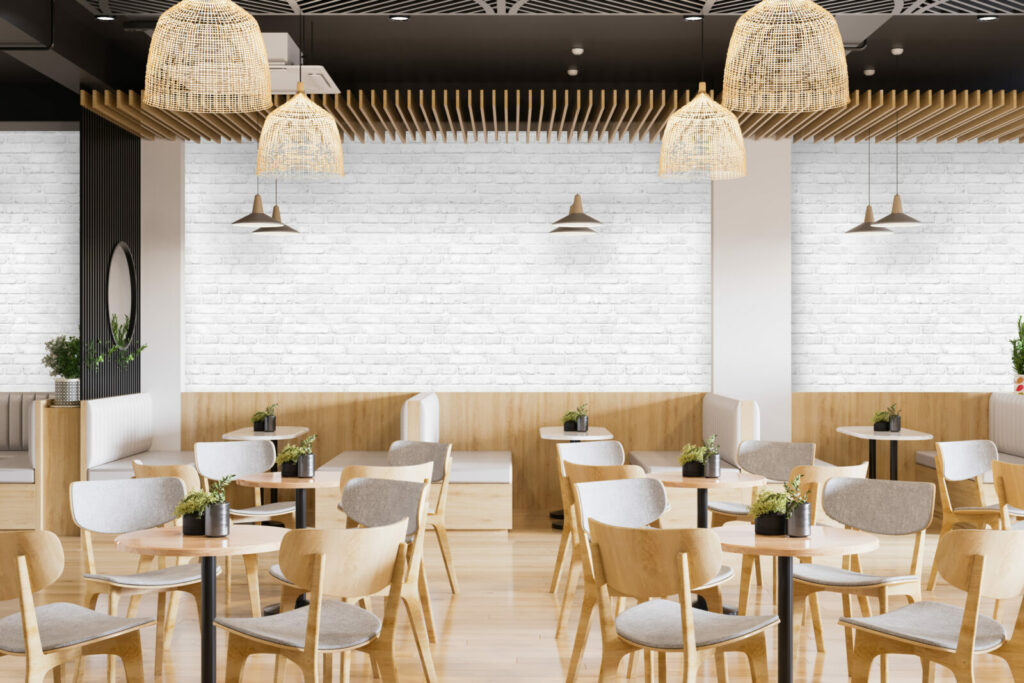 vente papier peint stickers mural imitation brique design industriel sur-mesure haut de gamme salle restaurant entreprise