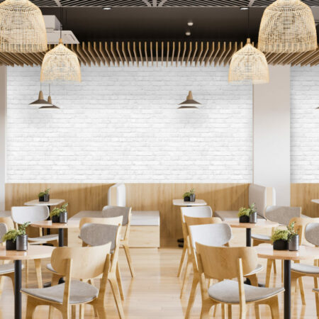vente papier peint stickers mural imitation brique design industriel sur-mesure haut de gamme salle restaurant entreprise