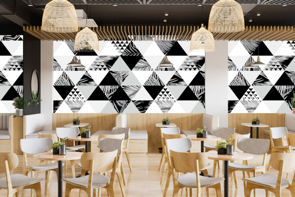 Déco mural tropical pas cher restaurant - noir