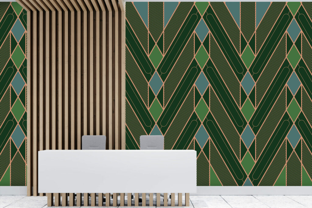 acheter papier vinyle imprimé mural géométrique rétro personnalisé abordable maison bureau réception