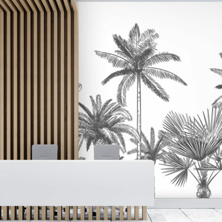 papier peint intissé intérieur forêt tropical sur mesure accueil - gris