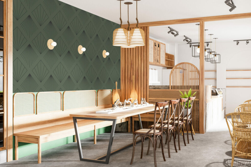 Décoration murale design art déco géométrique pas cher restaurant - kaki