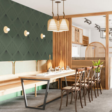 Décoration murale design art déco géométrique pas cher restaurant - kaki