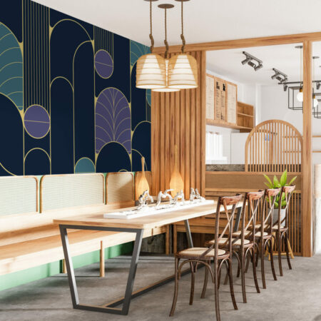 vinyle autocollant géométrique tendance coloniale personnalisable moins cher espace restaurant - bleu