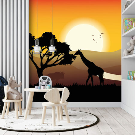 papier peint à encoller savane personnalisé petit prix salle de jeux