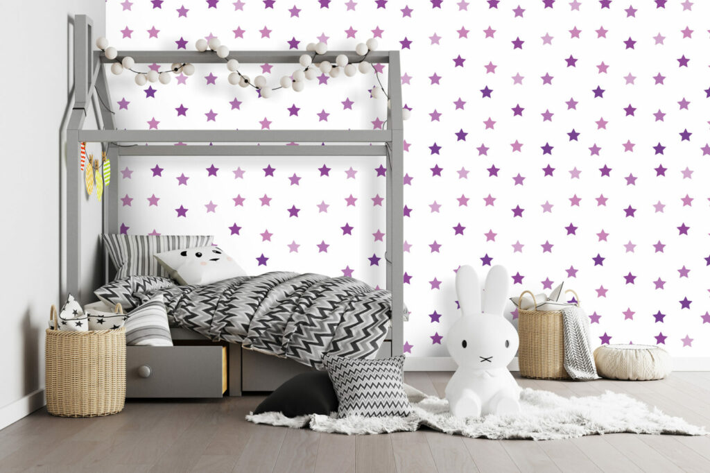 Tapisserie motif étoile décoration sur mesure pas cher chambre enfant - violet