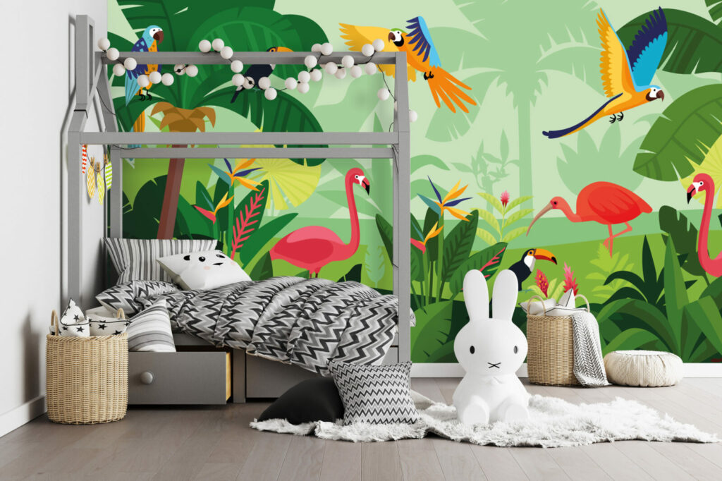 décoration murale paysage tropical jungle pour enfant au meilleur prix chambre garçon