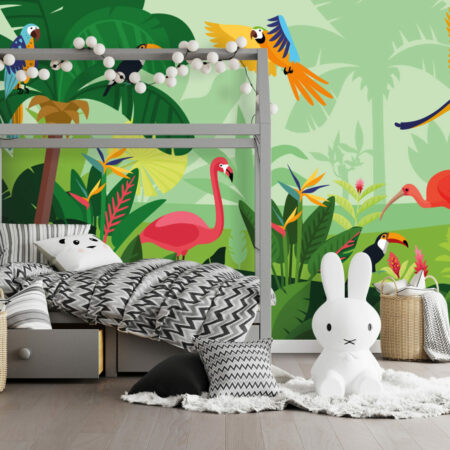 décoration murale paysage tropical jungle pour enfant au meilleur prix chambre garçon