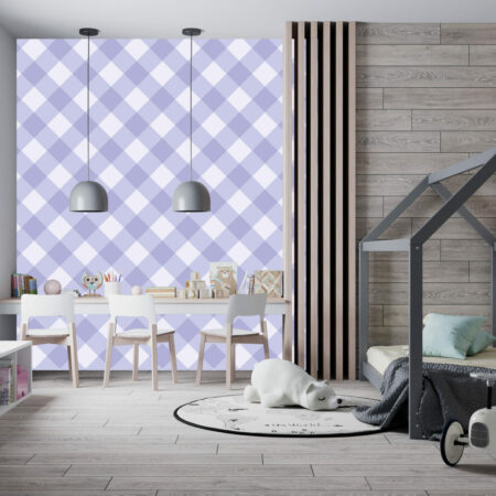 Papier peint sur mesure vichy vintage pré encollé chambre enfant - bleu