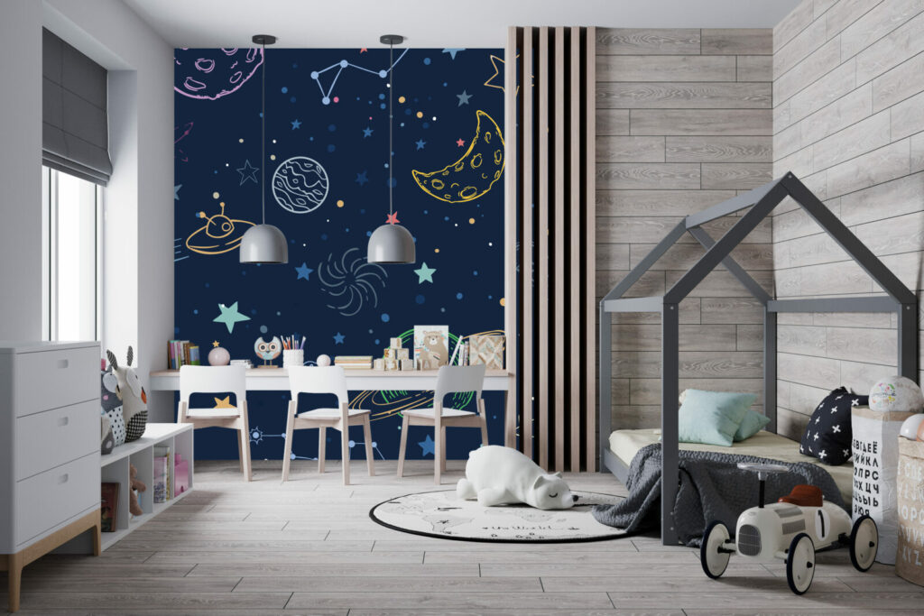 décoration murale adhésive original motif de l'espace sur-mesure livraison gratuite chambre enfant