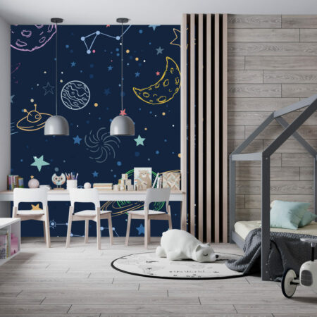 décoration murale adhésive original motif de l'espace sur-mesure livraison gratuite chambre enfant