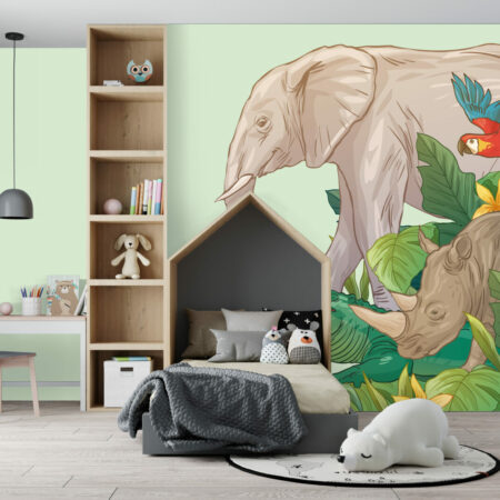 vinyle repositionnable orignial animal de la jungle pas cher chambre enfant - vert
