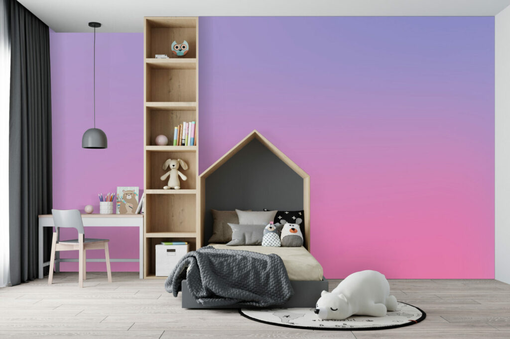 Papier peint intissé dégradé pop abordable chambre enfant - violet rose