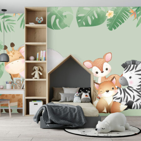 collection murale pré encollé animaux de la jungle tropical haut de gamme chambre enfants