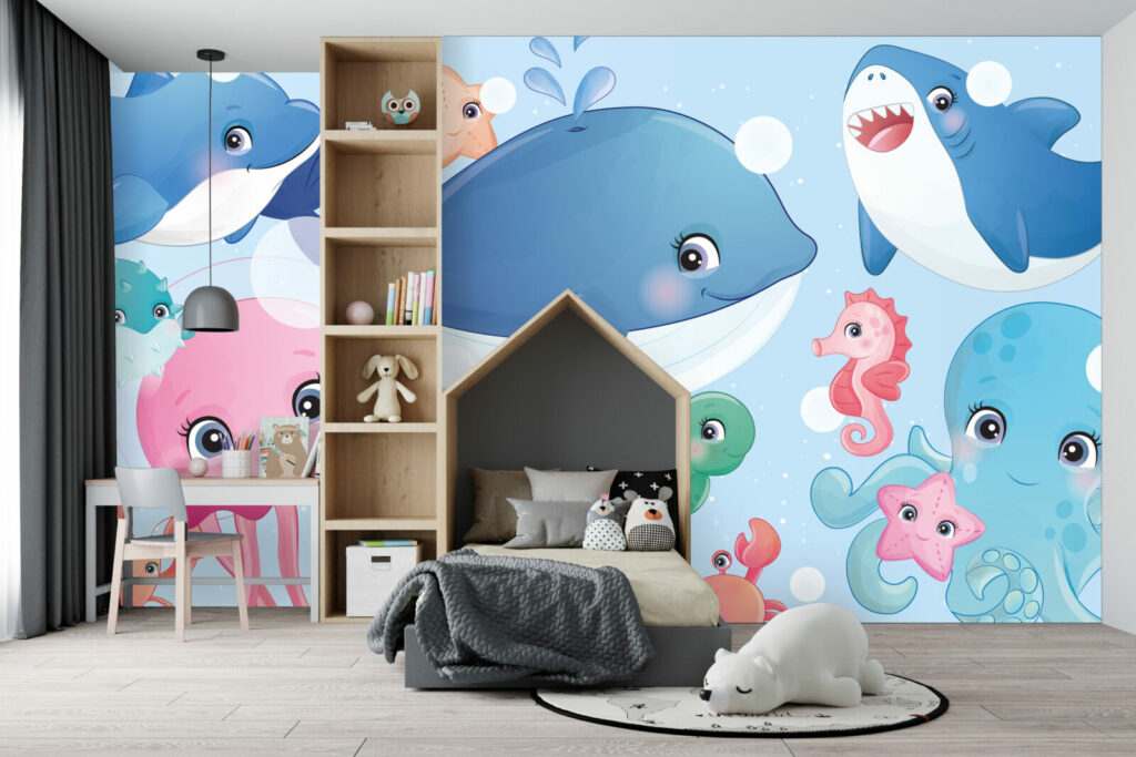 papier peint intissé facile à poser paysage sous marin enfantin pas cher chambre enfant