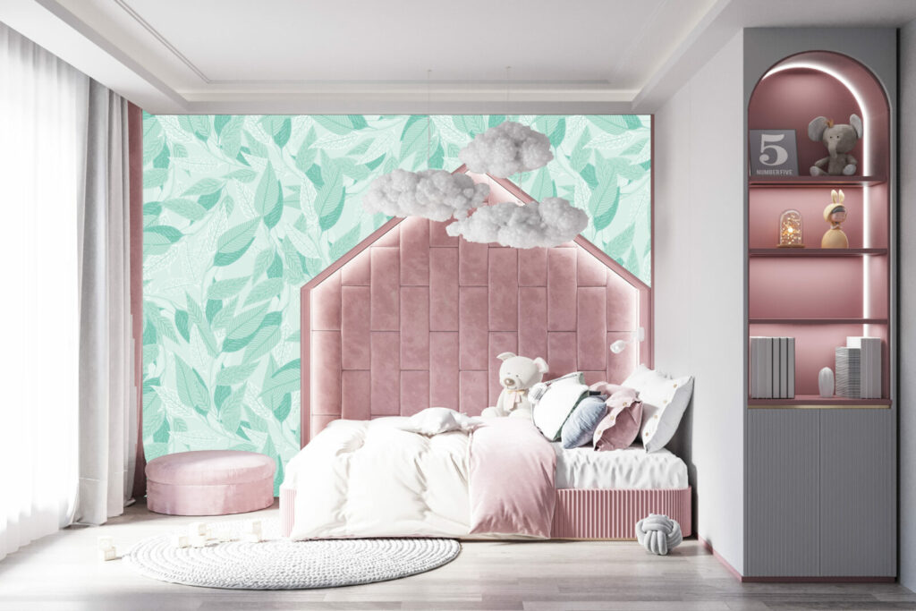 Tapisserie murale intérieur feuillage automne moins cher - vert