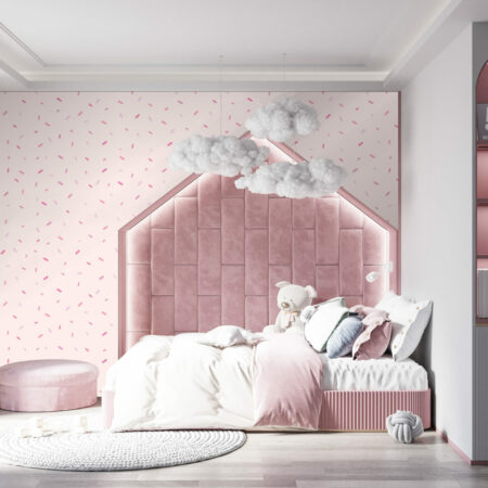 papier peint à encoller vintage motif confettis pop personnalisable pas cher chambre fille