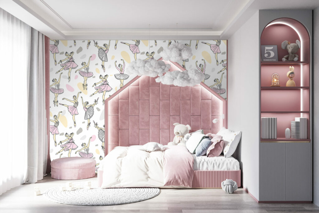 vente collection tapisserie intissé mural motif créatif ballerine sur-mesure petit prix mobil-home enfant chambre petite fille