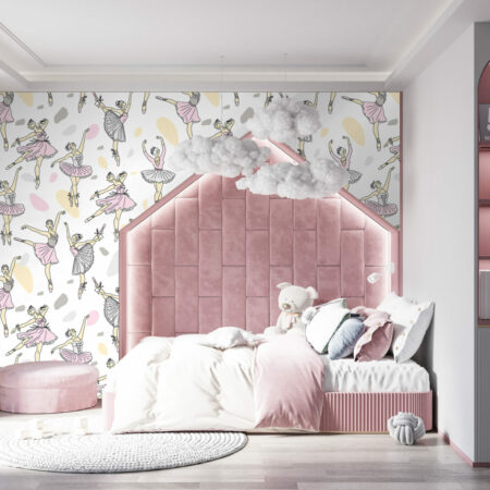 vente collection tapisserie intissé mural motif créatif ballerine sur-mesure petit prix mobil-home enfant chambre petite fille