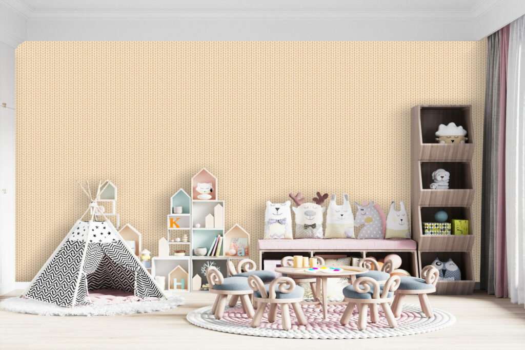 papier peint intérieur texture laine cocooning salle de jeux - beige