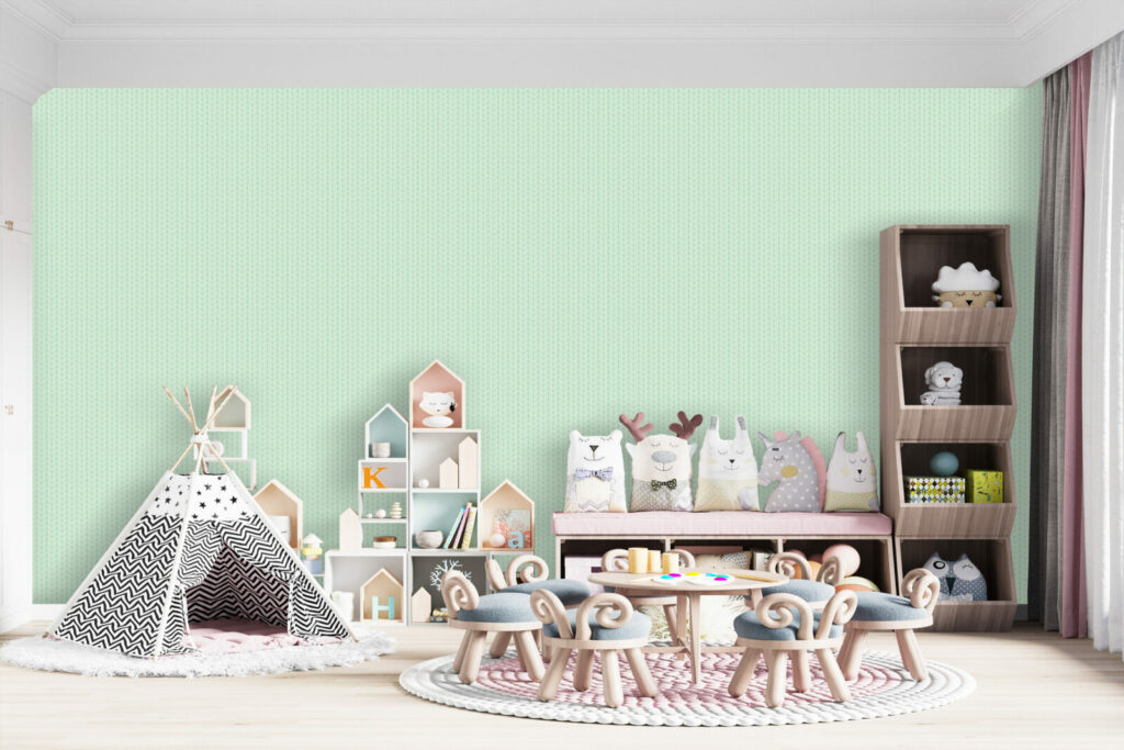 papier peint intérieur texture laine cocooning salle de jeux - vert