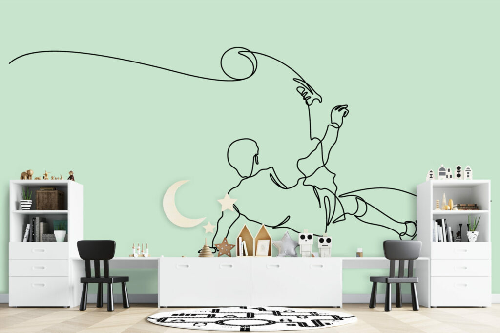 papier peint intissé joueur de foot salle de jeux enfants - vert