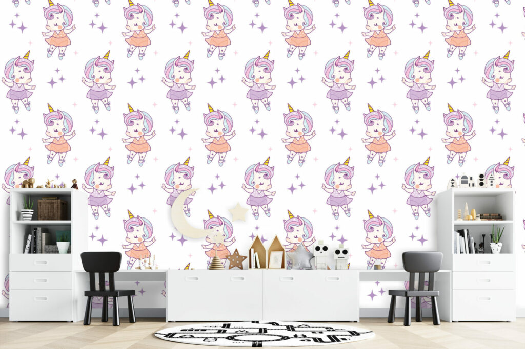 tapisserie murale enfantine motif licorne magique et créatif au meilleurs prix salle de jeux enfant
