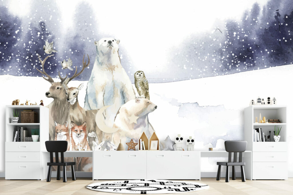 Tapisserie mural paysage polaire pour enfant original au meilleur prix salle de jeux