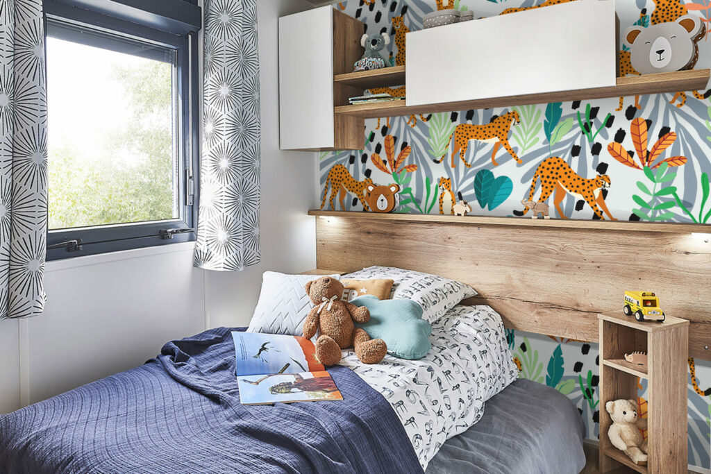 papier peint motif art déco sur mesure mobil home - gris