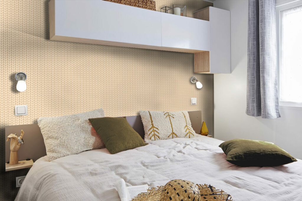 papier peint intérieur mobil-home texture laine cocooning - beige