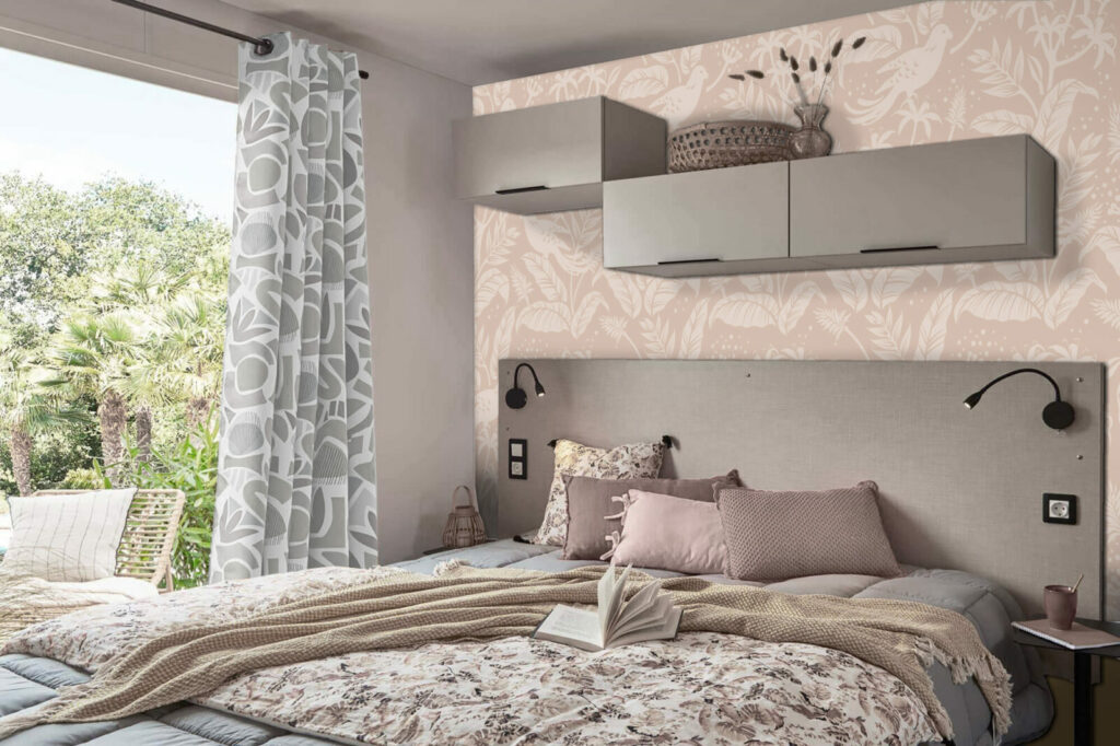 collection fresque à encoller jungle oiseau perroquet tropical sur mesure pas cher mobil-home chambre