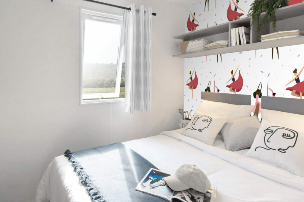 vente tapisserie pré encollée motif personnages danseurs pop sur-mesure meilleur prix mobil-home chambre