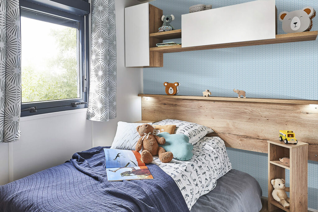 papier peint intérieur mobil-home texture laine cocooning - bleu