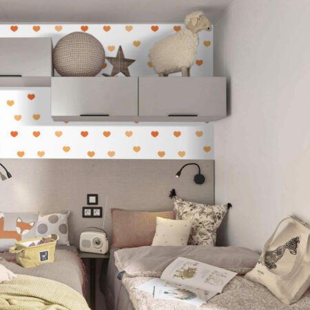 Tapisserie motif coeur décoration pas chère pour mobil-home - orange
