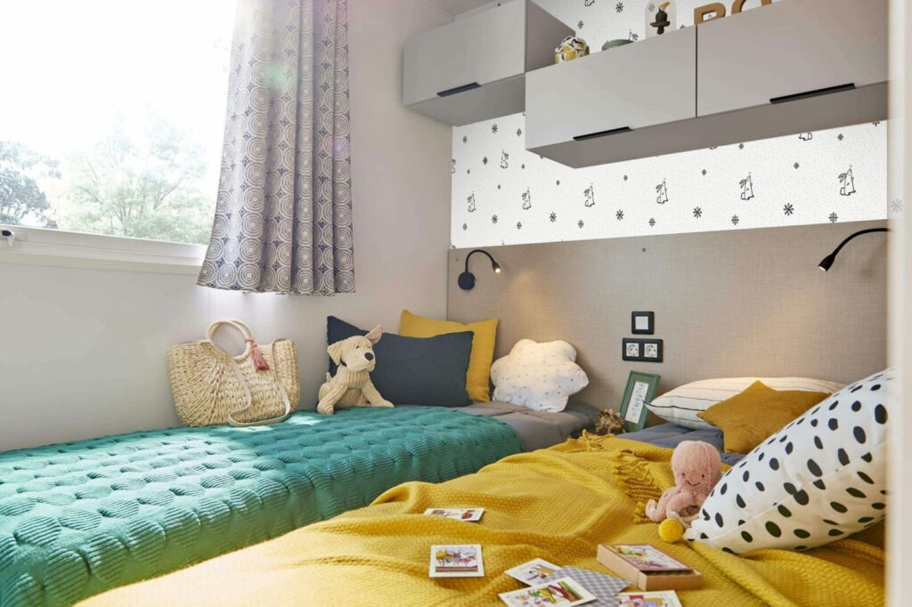 tapisserie imprimée autocollant motif lapin hiver flocon personnalisé pas cher mobil-home chambre enfant fille garçon