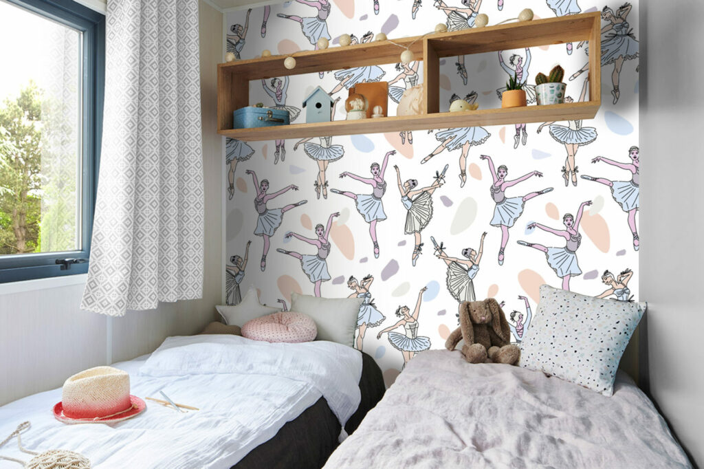 vente collection tapisserie intissé mural motif créatif ballerine sur-mesure petit prix mobil-home enfant bébé nourrisson