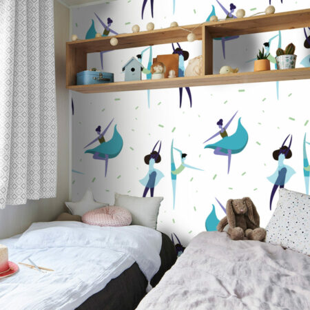 vente tapisserie pré encollée motif personnages danseurs pop sur-mesure meilleur prix mobil-home chambre enfant