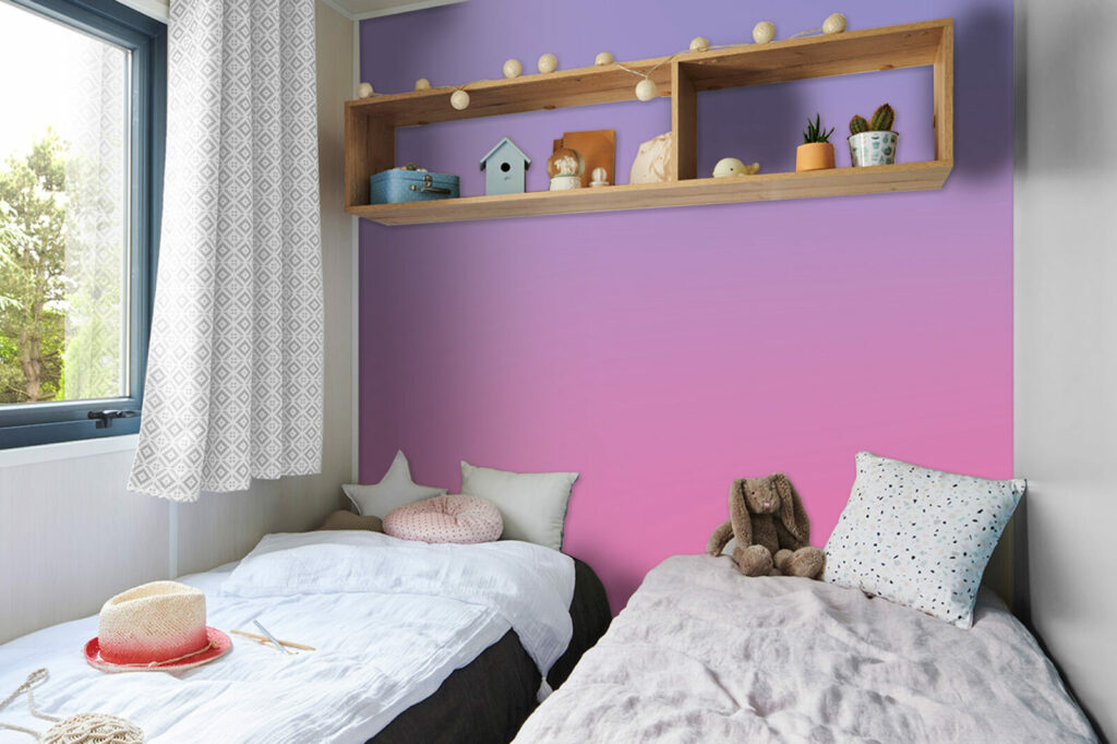 Papier peint intissé dégradé pop abordable mobil home - violet rose