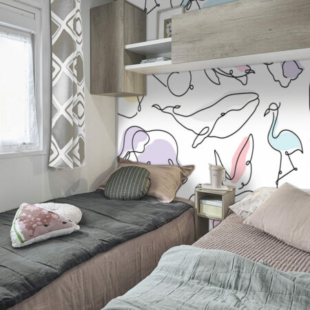 tapisserie vinyle autocollant motif animaux minimaliste aquarelle personnalisé mobil home