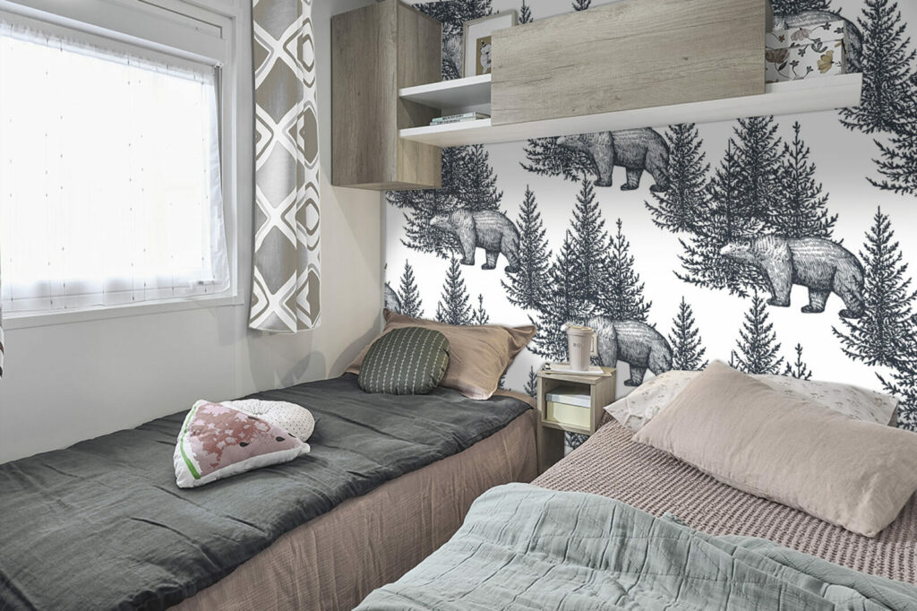 stickers muraux intissé motif ours forêt personnalisé moins cher mobil home