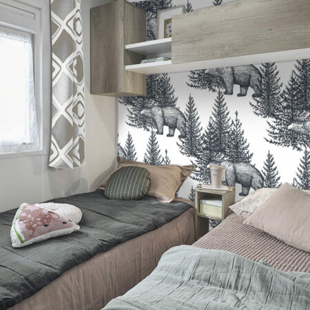 stickers muraux intissé motif ours forêt personnalisé moins cher mobil home