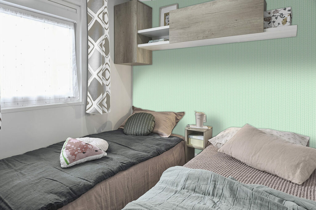 papier peint intérieur mobil-home texture laine cocooning - vert